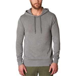 prAna Mens Medium Organic Cotton Lightweight Knit Pullover Hoodie Heather Grey